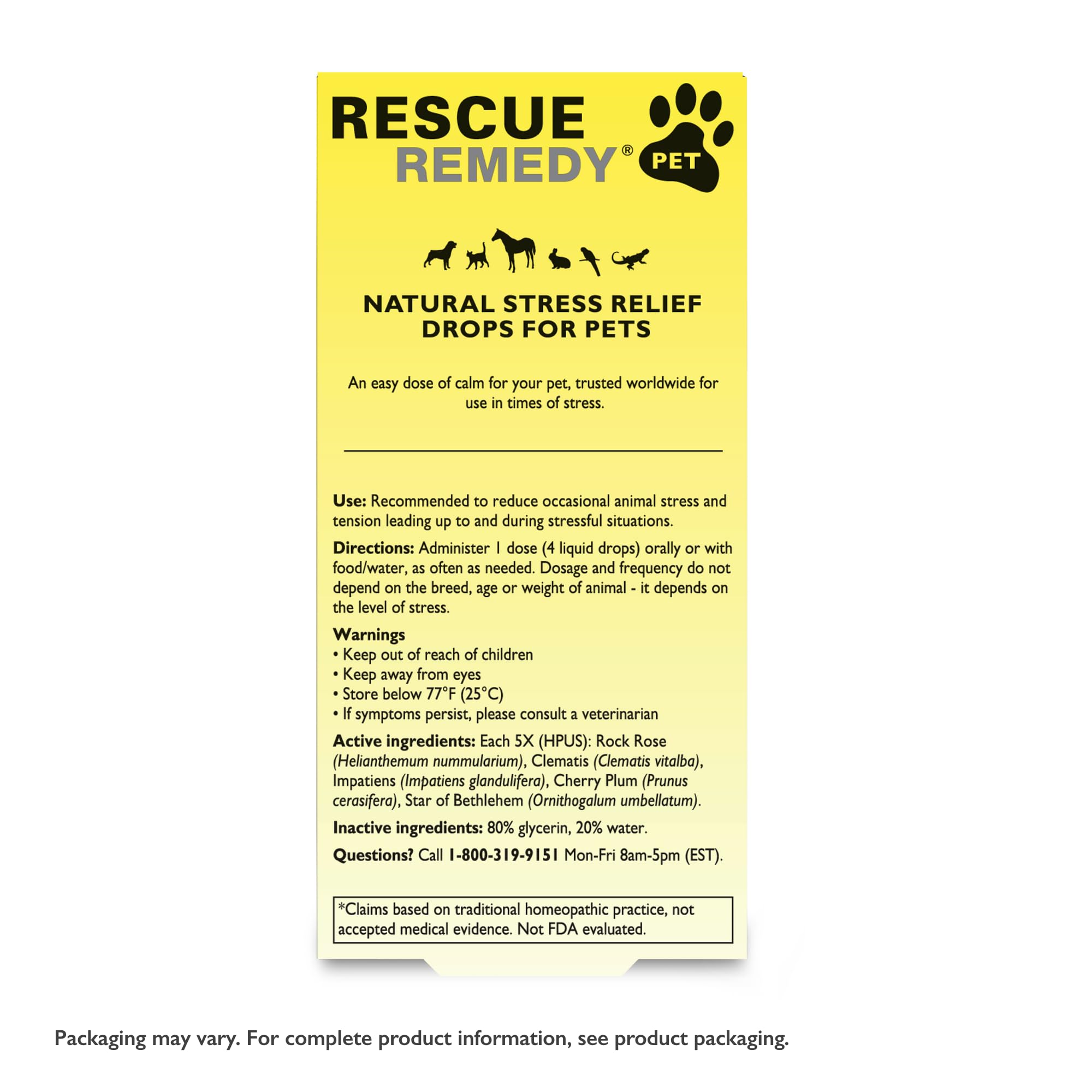 Bottle beside pet during grooming with Rescue Remedy dropper
