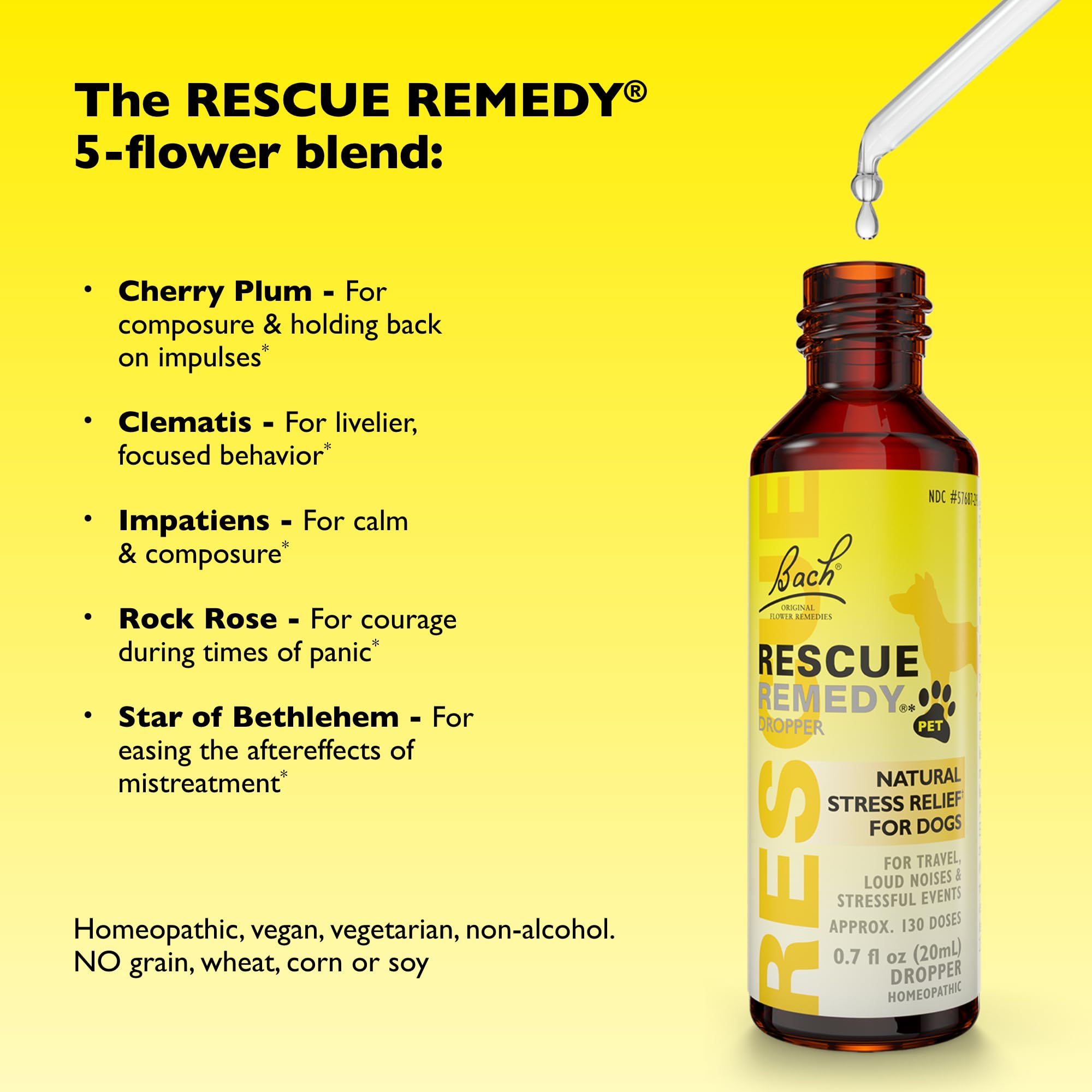Close-up of relaxed dog after using Bach Rescue Remedy Pet Dropper for gentle tension relief.