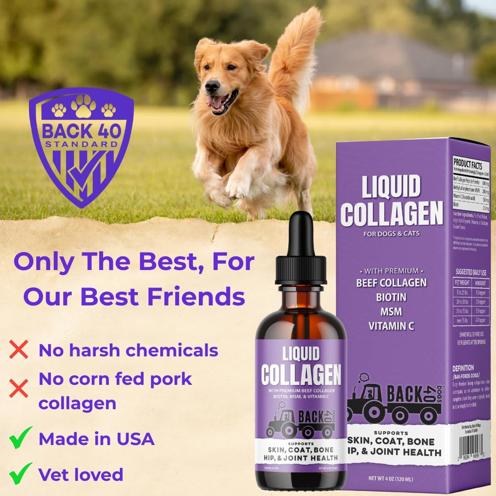 Back 40 Dogs hip joint mobility drops support mobility in dogs.
