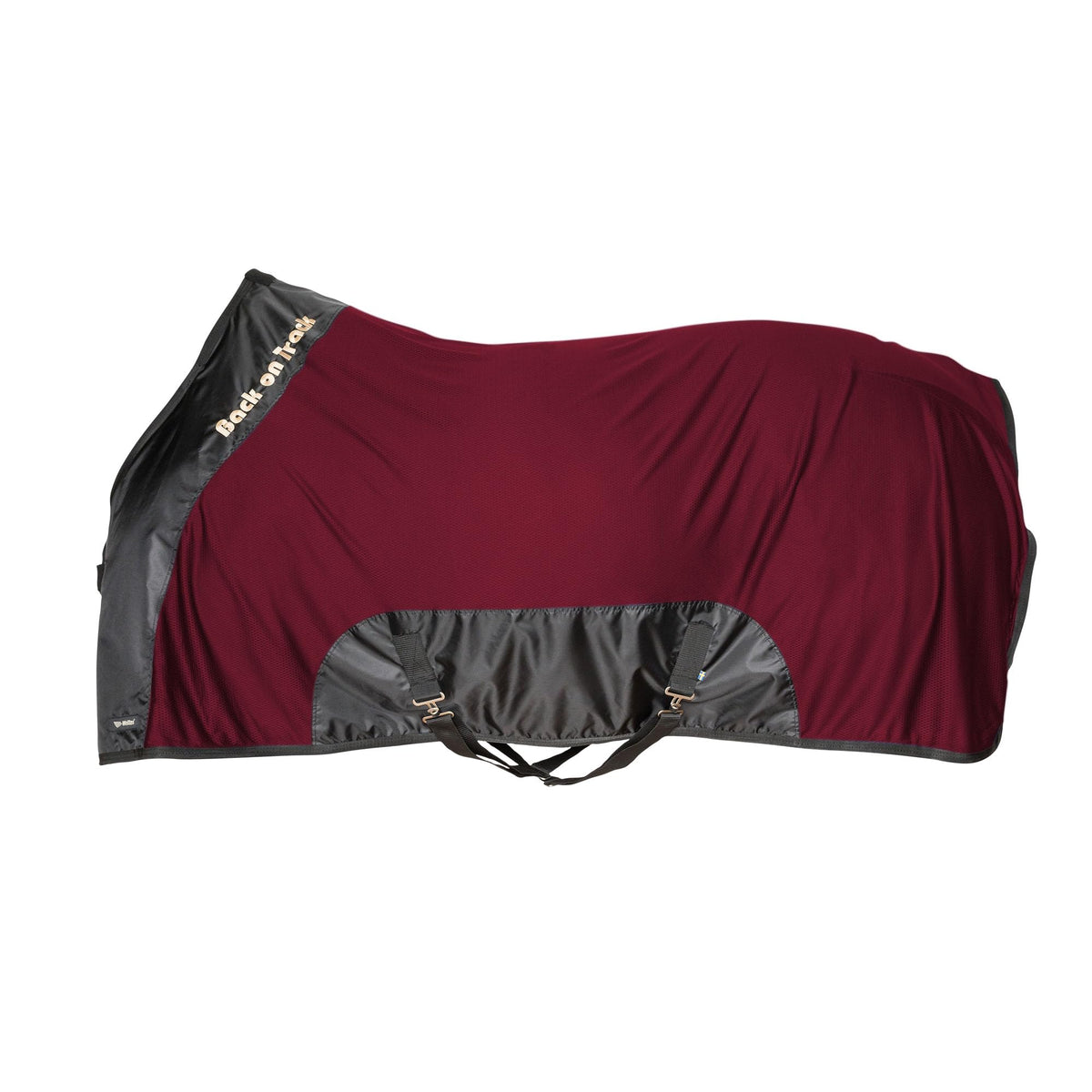 Back on Track Royal Mesh Sheet con vista frontal en caballo, comodidad y frescura.