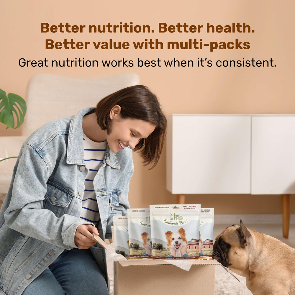 BADLANDS RANCH shelf-stable product image implies convenient, no-refrigeration storage.