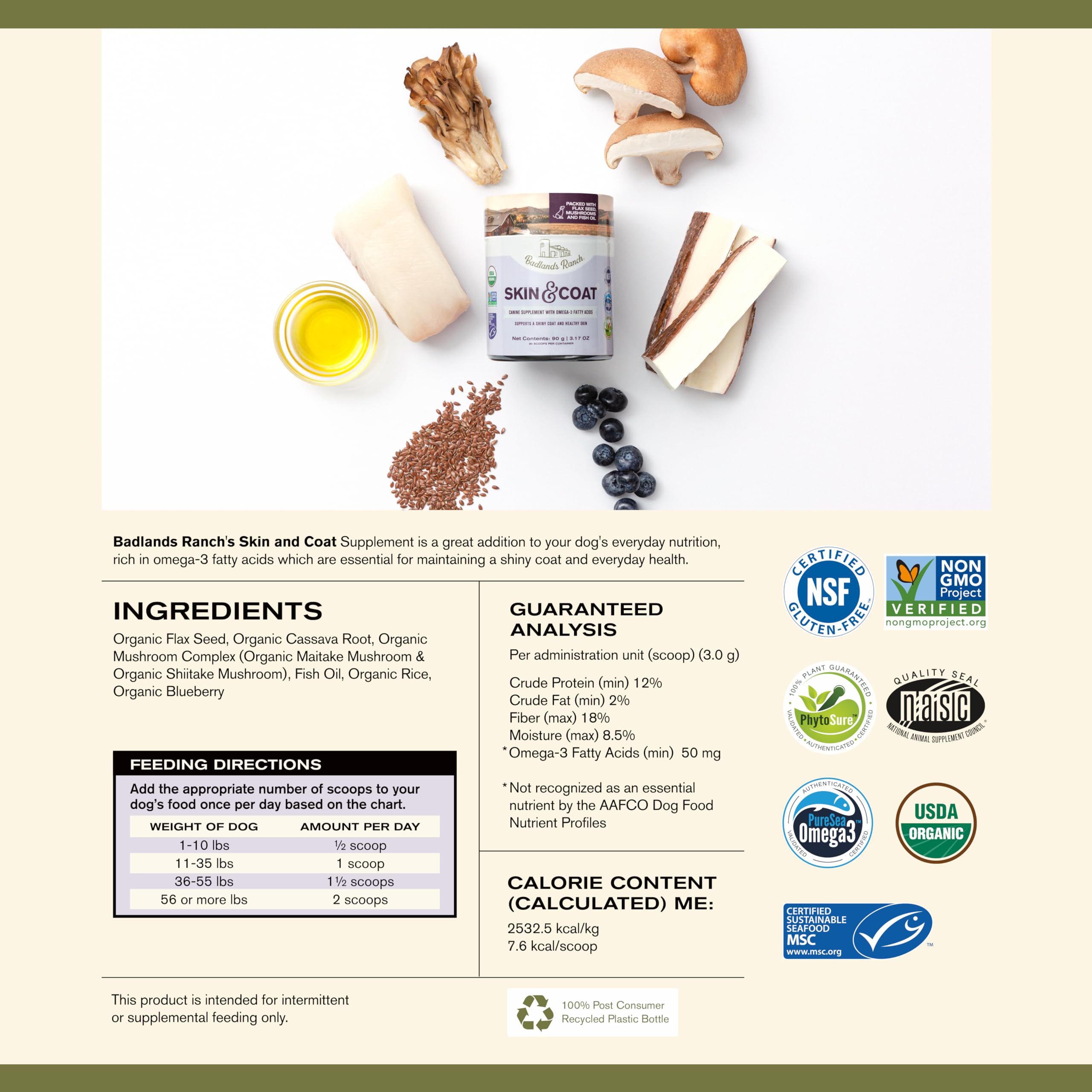 Badlands Ranch organic-mushroom-complex features shiitake and maitake for skin support.