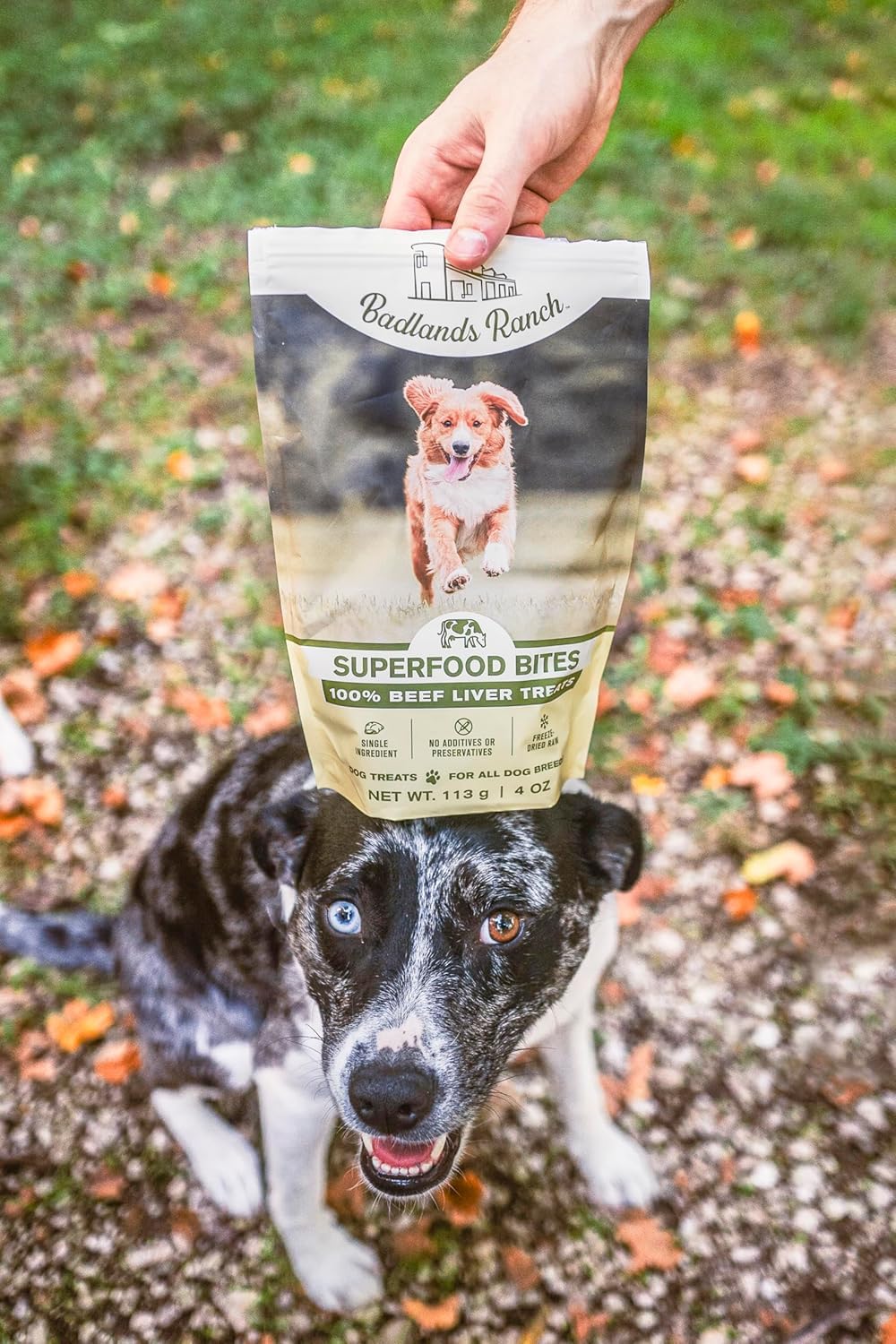 BADLANDS RANCH single-ingredient label communicates simple dietary choice.