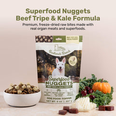 BADLANDS RANCH beef tripe and liver ingredients detail nutrient-rich canine nutrition.
