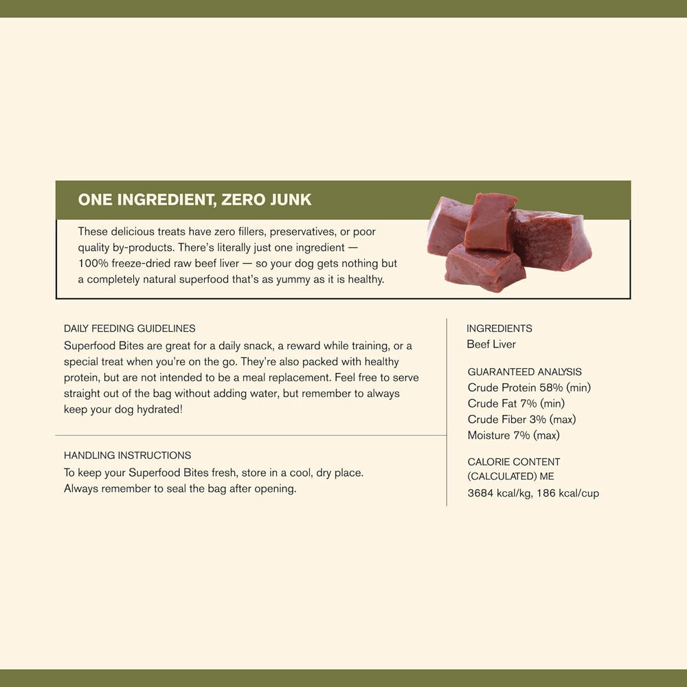 BADLANDS RANCH traceable ingredient label highlights single-ingredient beef liver.