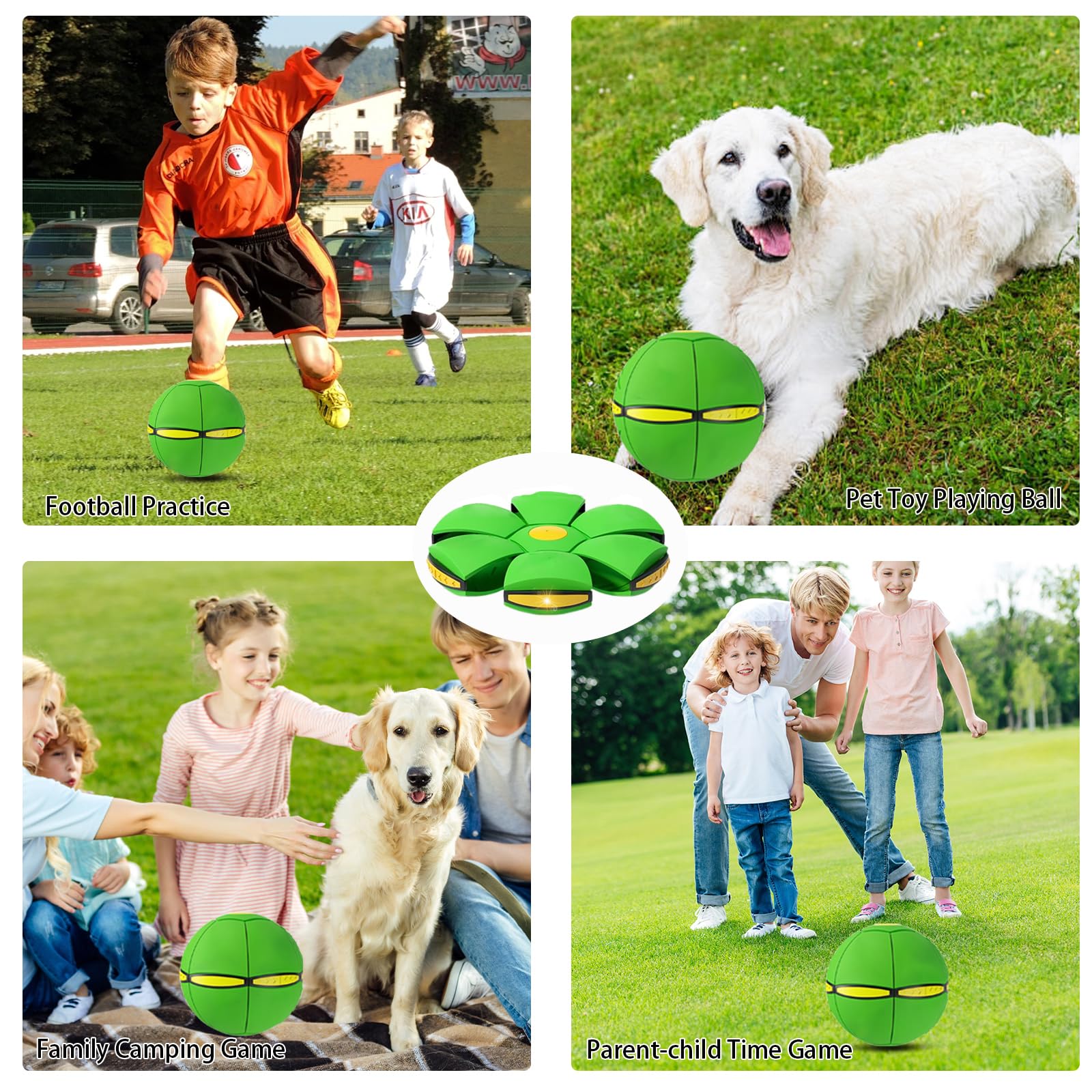 BADWALT flying saucer ball green football-form mode in action.