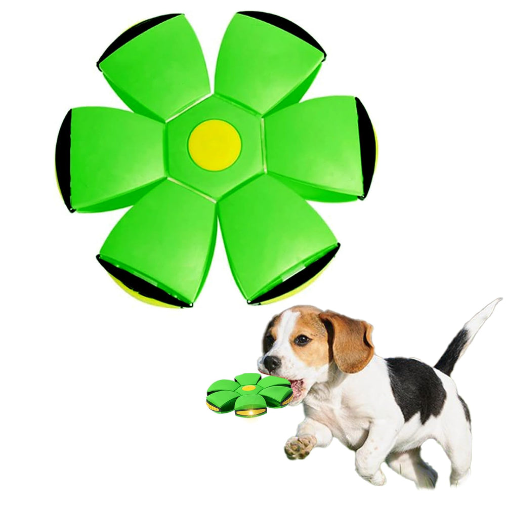 BADWALT flying saucer ball green front view for durable, interactive play.