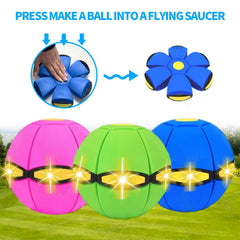 BADWALT flying saucer ball with press-to-transform design.