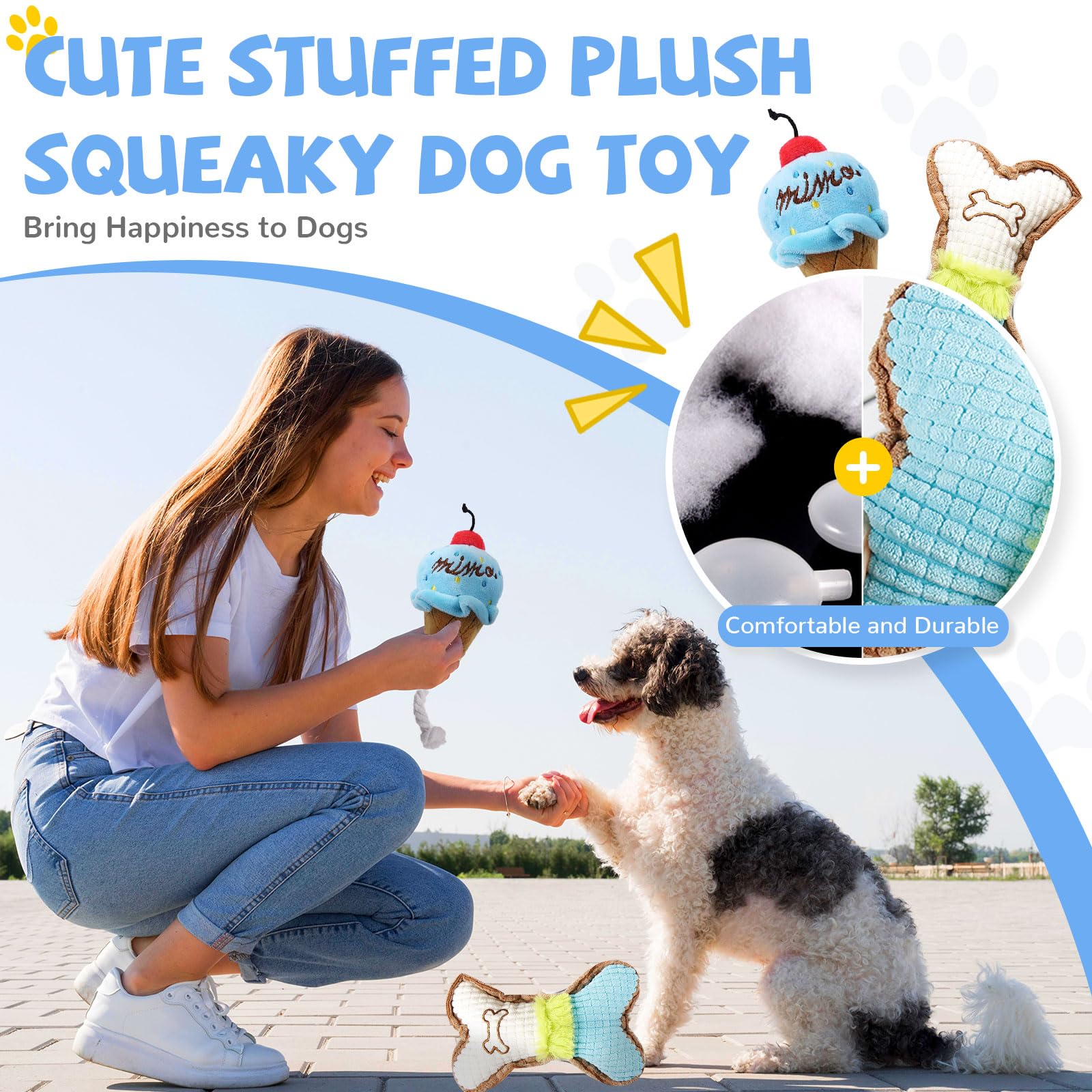 BAEJMJK blue plush squeaky bone toy offering soft comfort and engagement.