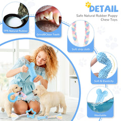 BAEJMJK blue rope teether toy for interactive chewing and chewing variety.