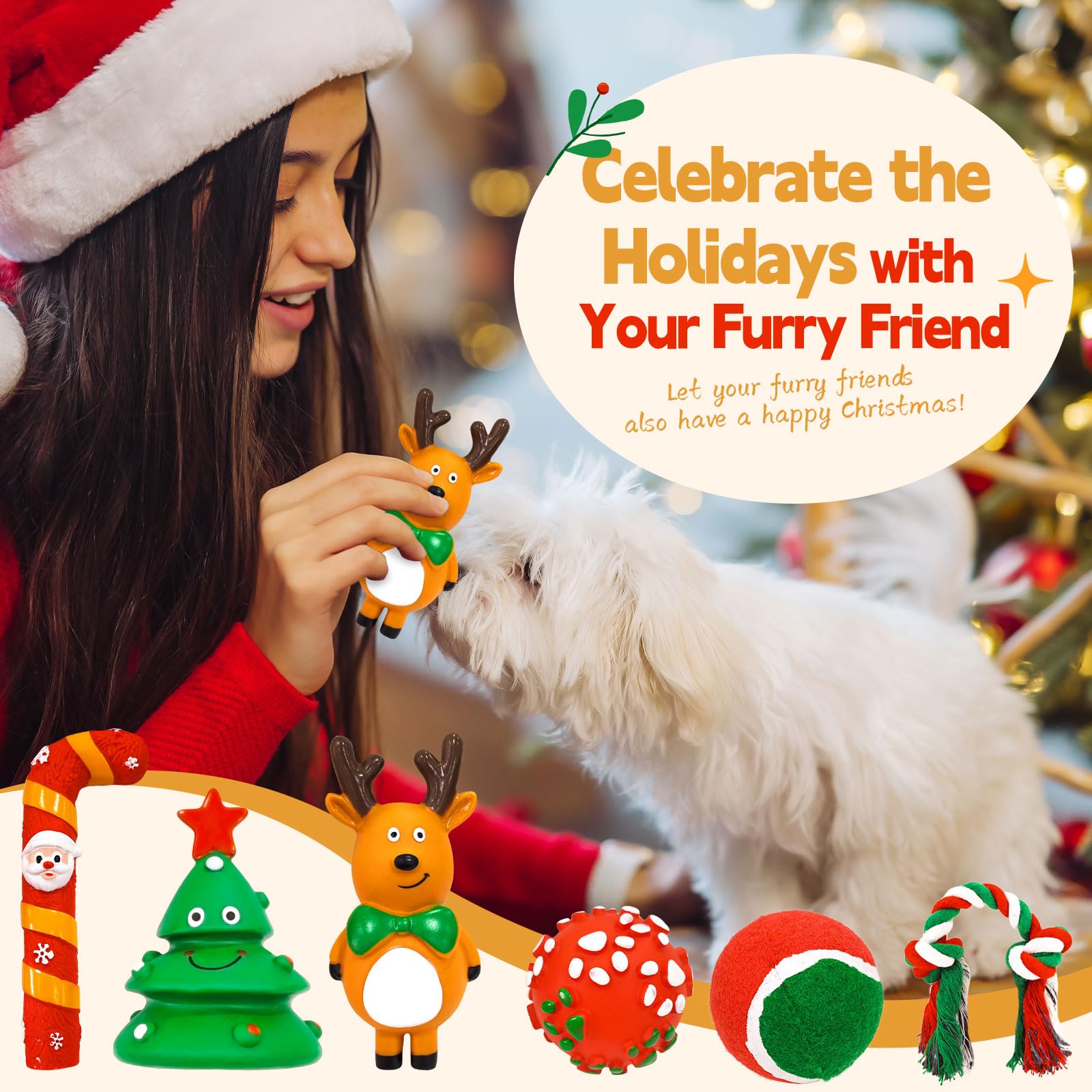BAEJMJK festive toy set display—great holiday gift idea for dogs