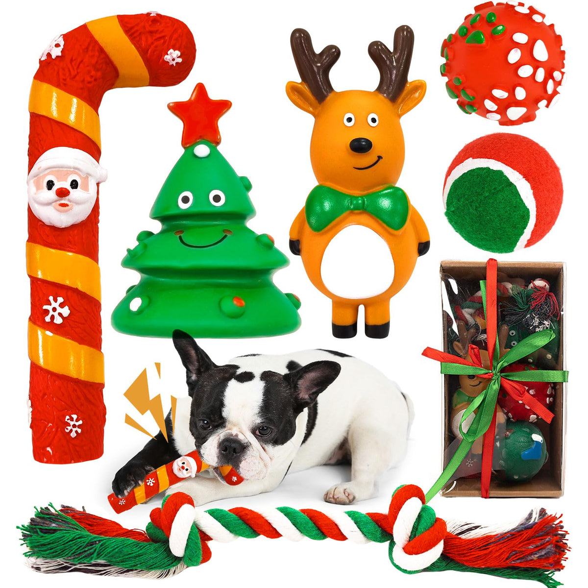 BAEJMJK Santa Claus dog toy—squeaky interactive play for small dogs