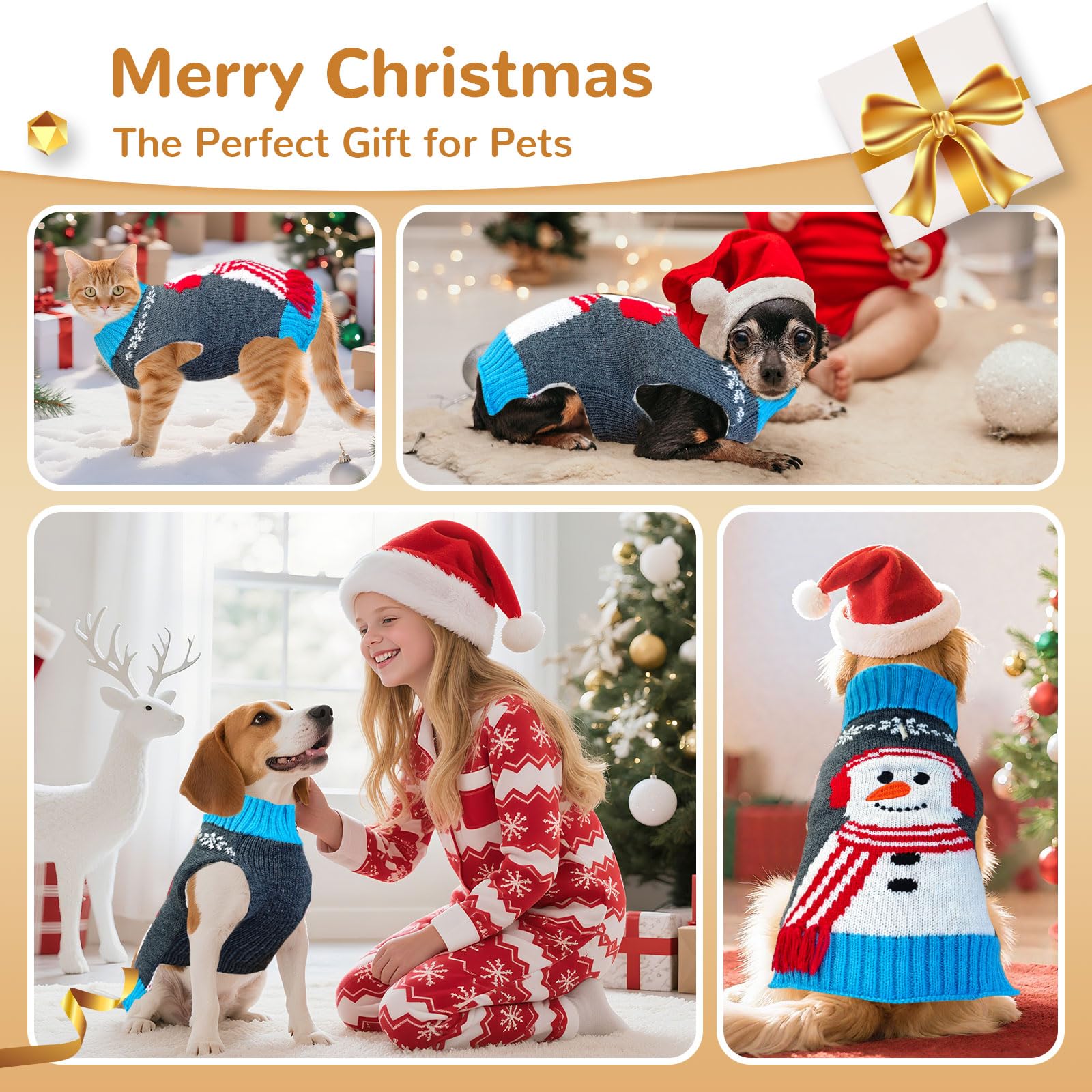 BAEJMJK dog christmas sweater worn on a pup for cozy winter wear