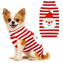 BAEJMJK dog Christmas sweater with red Santa stripes, ideal for festive photos.