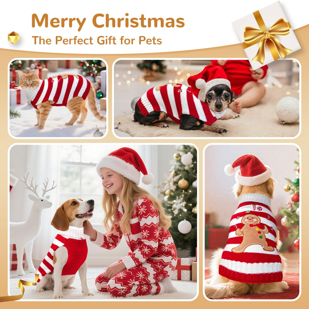 BAEJMJK dog christmas sweater red striped pattern on puppy keeps them cozy