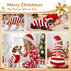 BAEJMJK dog christmas sweater red striped pattern on puppy keeps them cozy