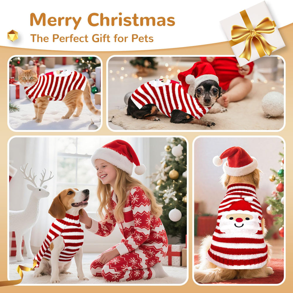 BAEJMJK Dog Christmas Sweater side striped highlights bold red-and-white pattern for festive style.