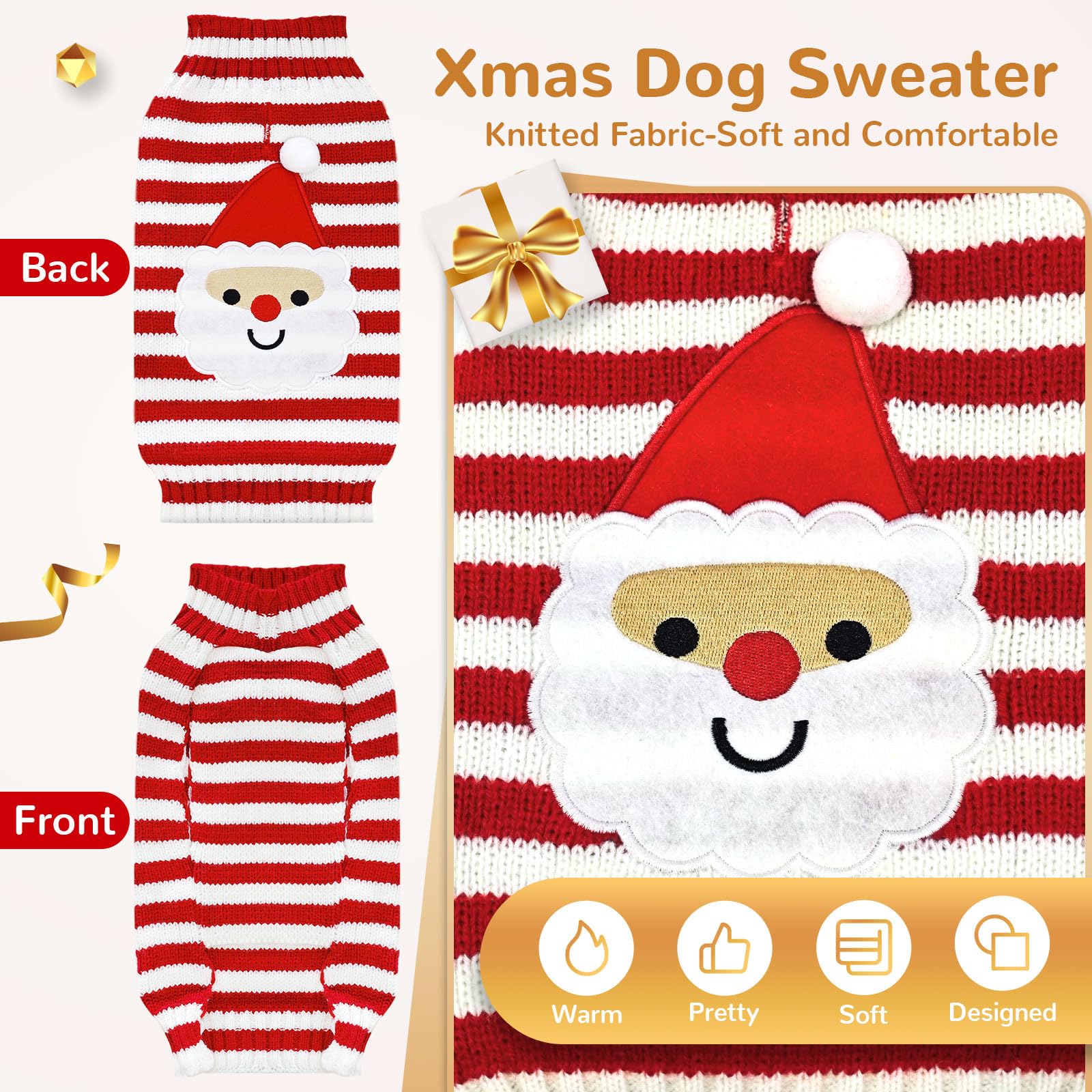 BAEJMJK Dog Christmas Sweater size chart helps find the perfect fit across sizes.