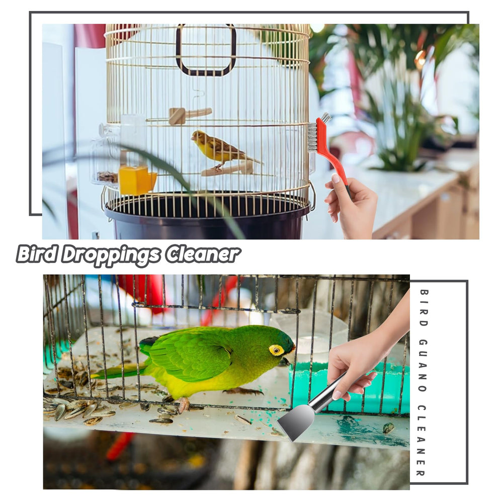 Baeruuss brush head clears cage grime on bars and debris.
