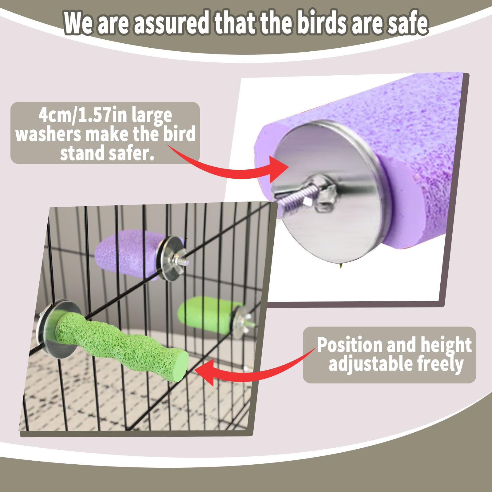Baeruuss beak-and-claw grinding perches support natural grooming behaviors.