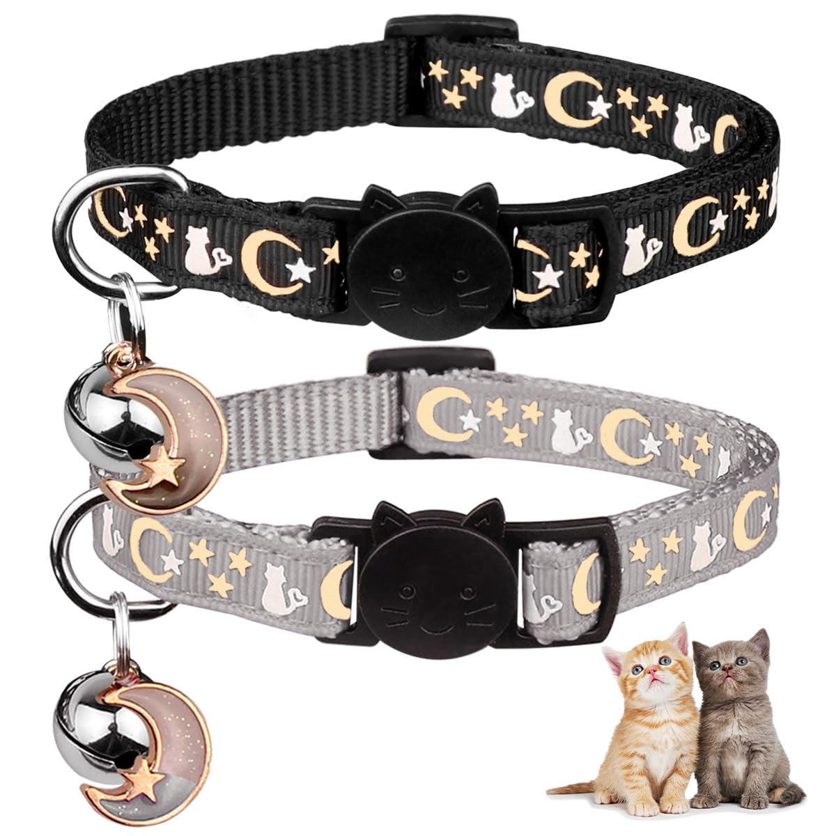 Baeuppit breakaway cat collar grey offers safe daily wear with adjustable fit.