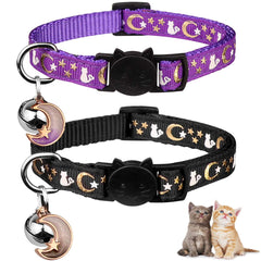 Baeuppit breakaway cat collars Moon-Star pendant glow in the dark for better night visibility.