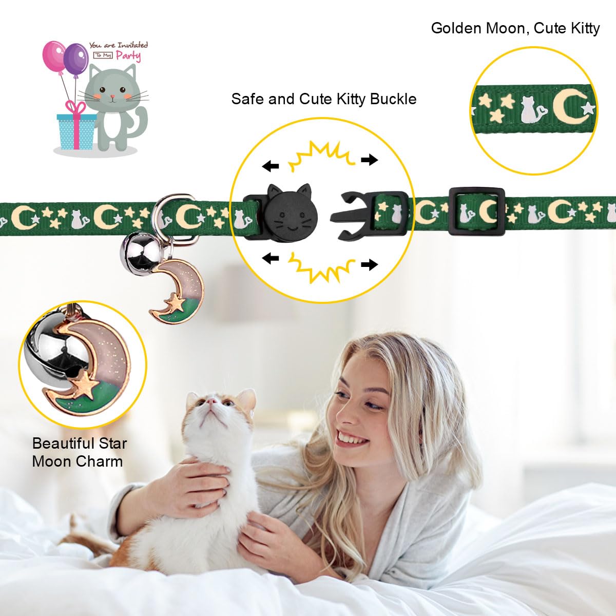 Baeuppit cat collar glow-in-the-dark after sun exposure improves visibility