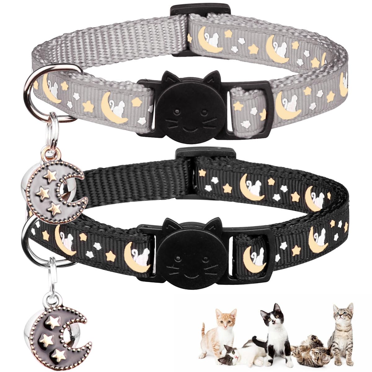 Baeuppit cat collar glow-in-the-dark pattern for nighttime visibility