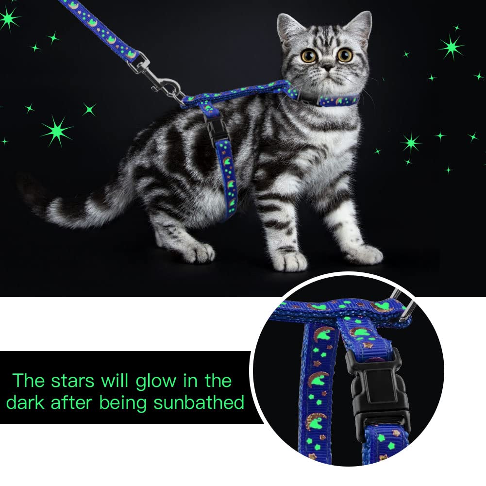 Baeuppit cat harness glow-in-dark design enhances visibility in low light