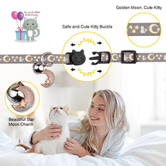 Baeuppit kitten collar moon star pendant adds cute flair for photos.