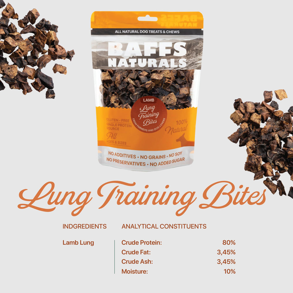Closeup of lamb lung cubes for single ingredient grain-free chew