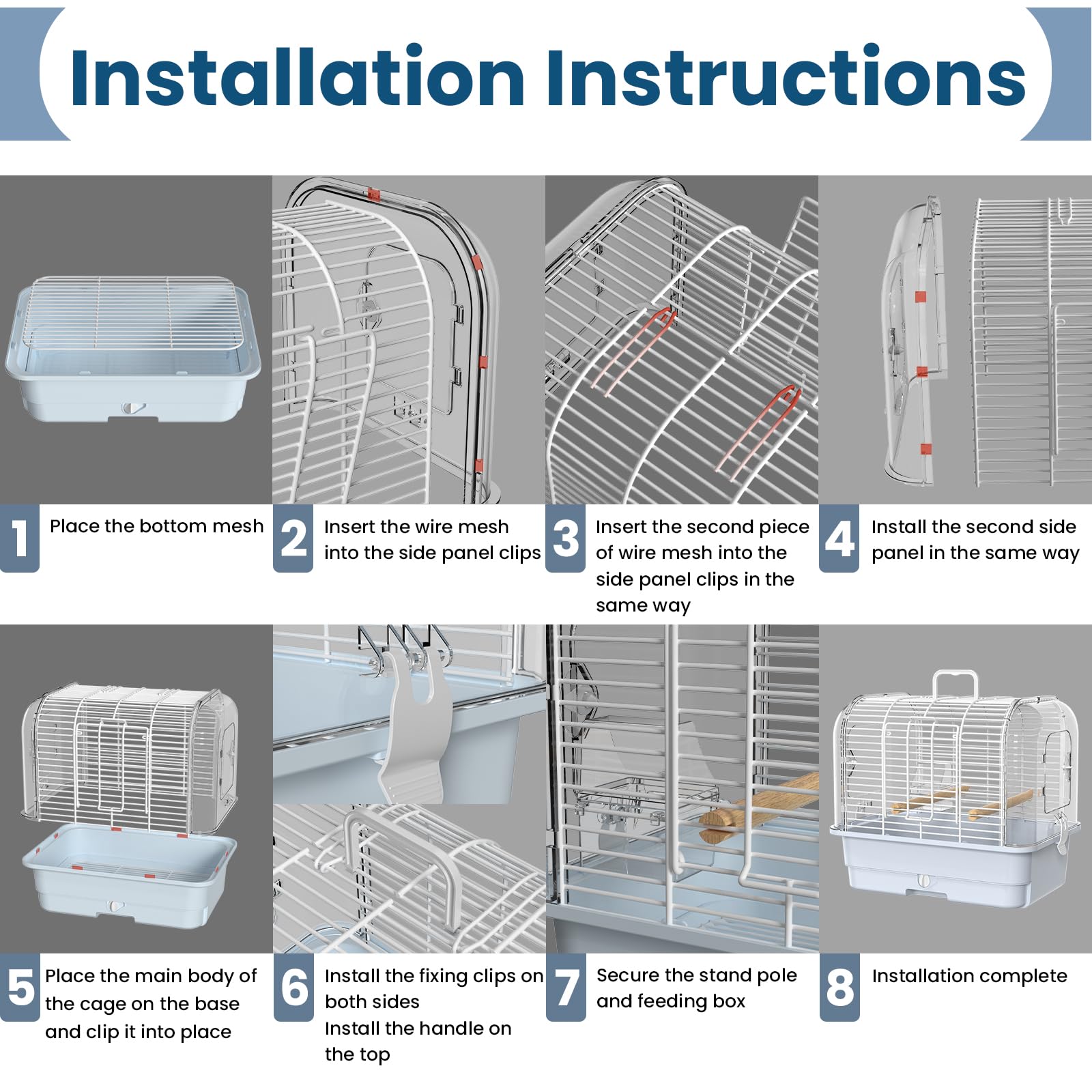 BAGHPBM travel bird carrier cage cleaning-friendly coating resists rust