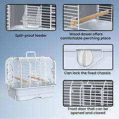 BAGHPBM travel bird carrier cage closed-doors view shows secure interaction