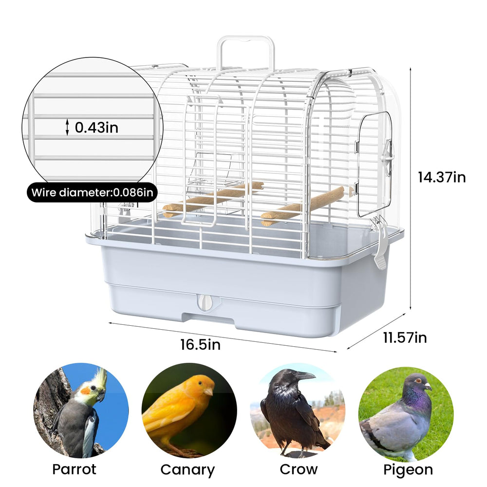 BAGHPBM travel bird carrier cage dimensions indicate compact travel fit