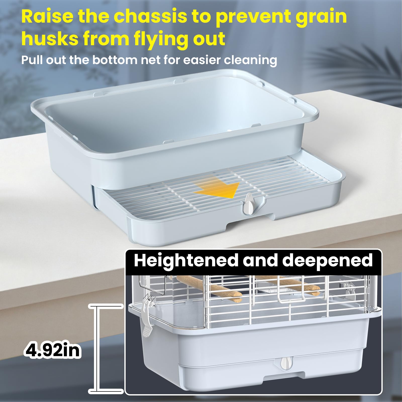 BAGHPBM travel bird carrier cage feeder-cups provide convenient feeding