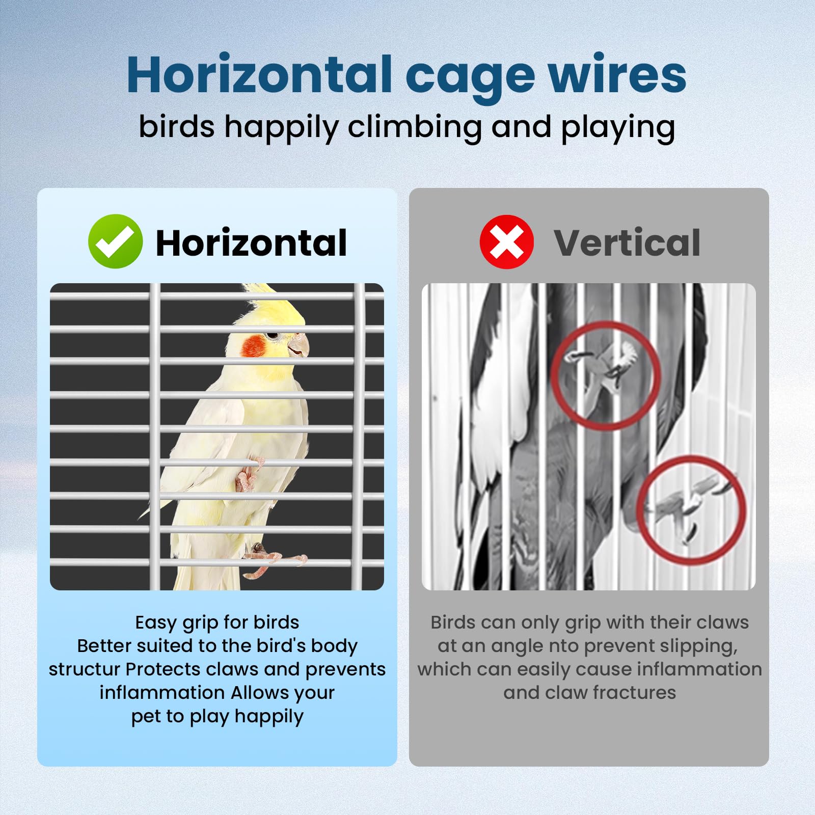 BAGHPBM travel bird carrier cage pull-out-tray for easy cleaning