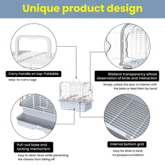 BAGHPBM travel bird carrier cage side view highlights compact portable design