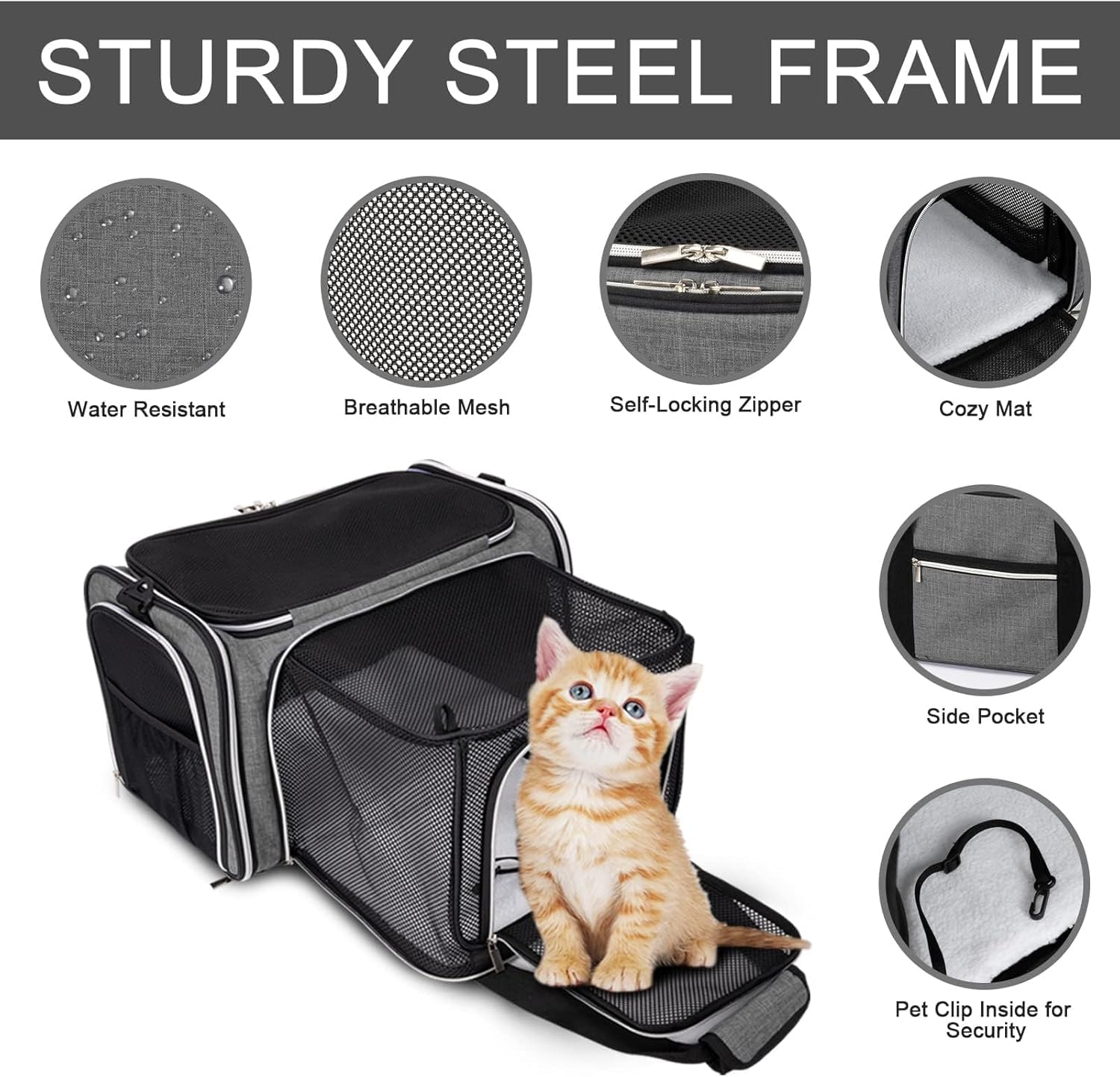 BAGLHER expandable design on three sides increases pet room.
