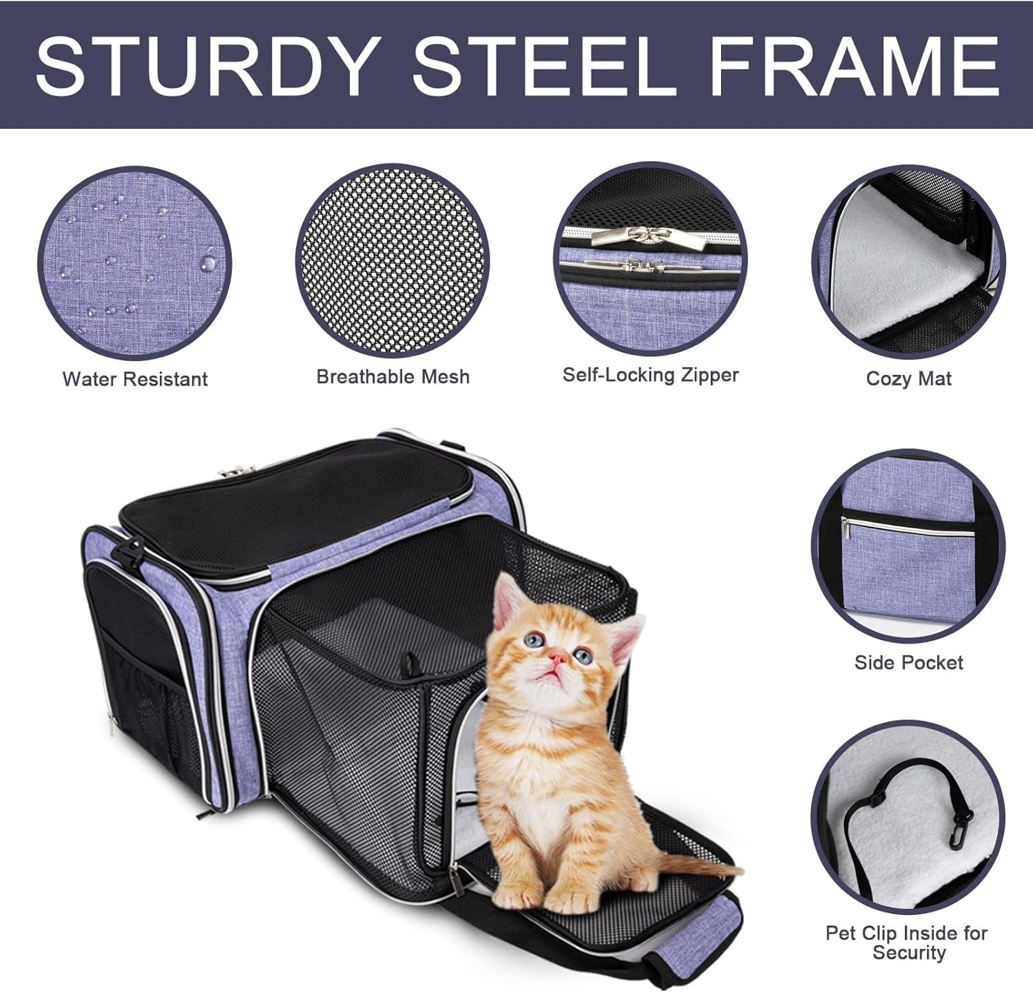 BAGLHER cat carrier extendable three-sides offers extra space during travel