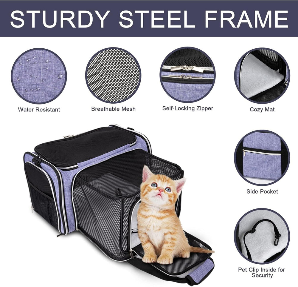 BAGLHER cat carrier extendable three-sides offers extra space during travel