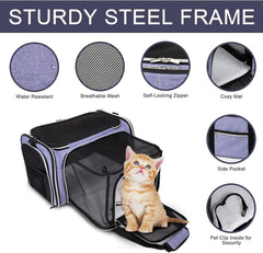 BAGLHER cat carrier extendable three-sides offers extra space during travel
