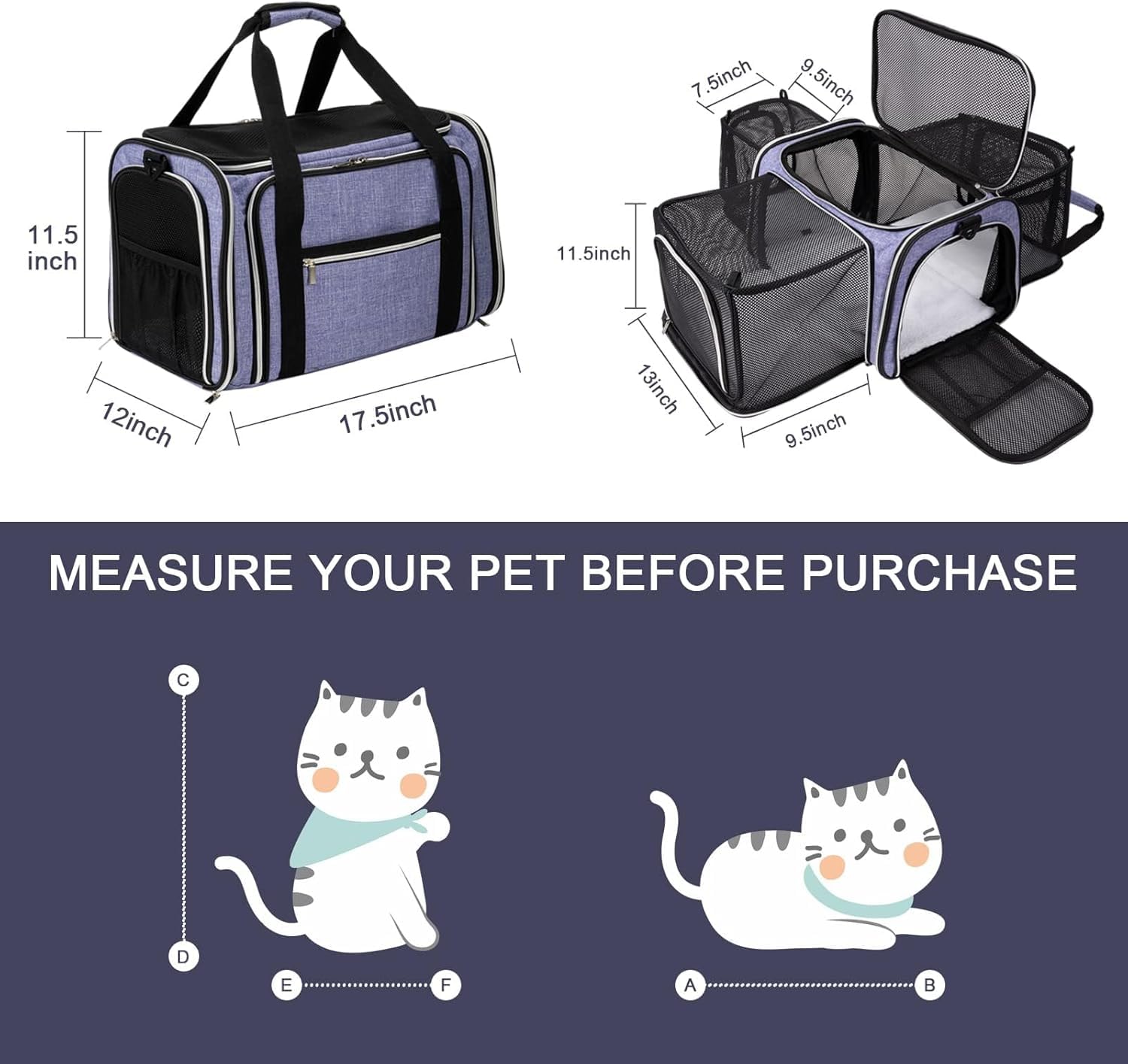BAGLHER cat carrier five-sided mesh breathability for better airflow and visibility