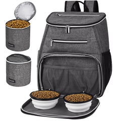 BAGLHER dog travel backpack grey front view showing roomy compartments for supplies