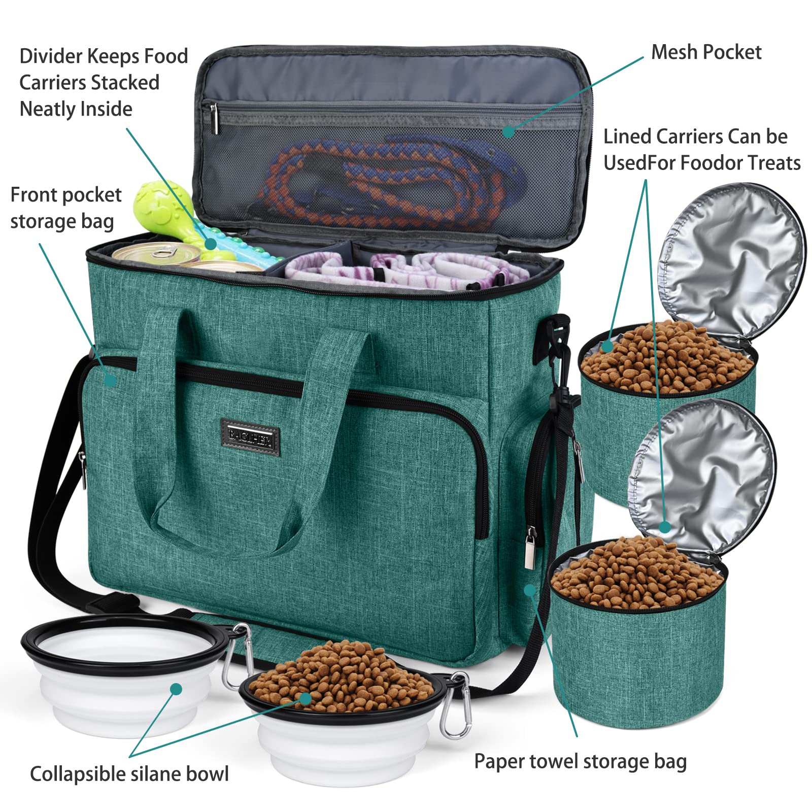 BAGLHER Dog Travel Bag durable-oxford exterior resists wear on adventures