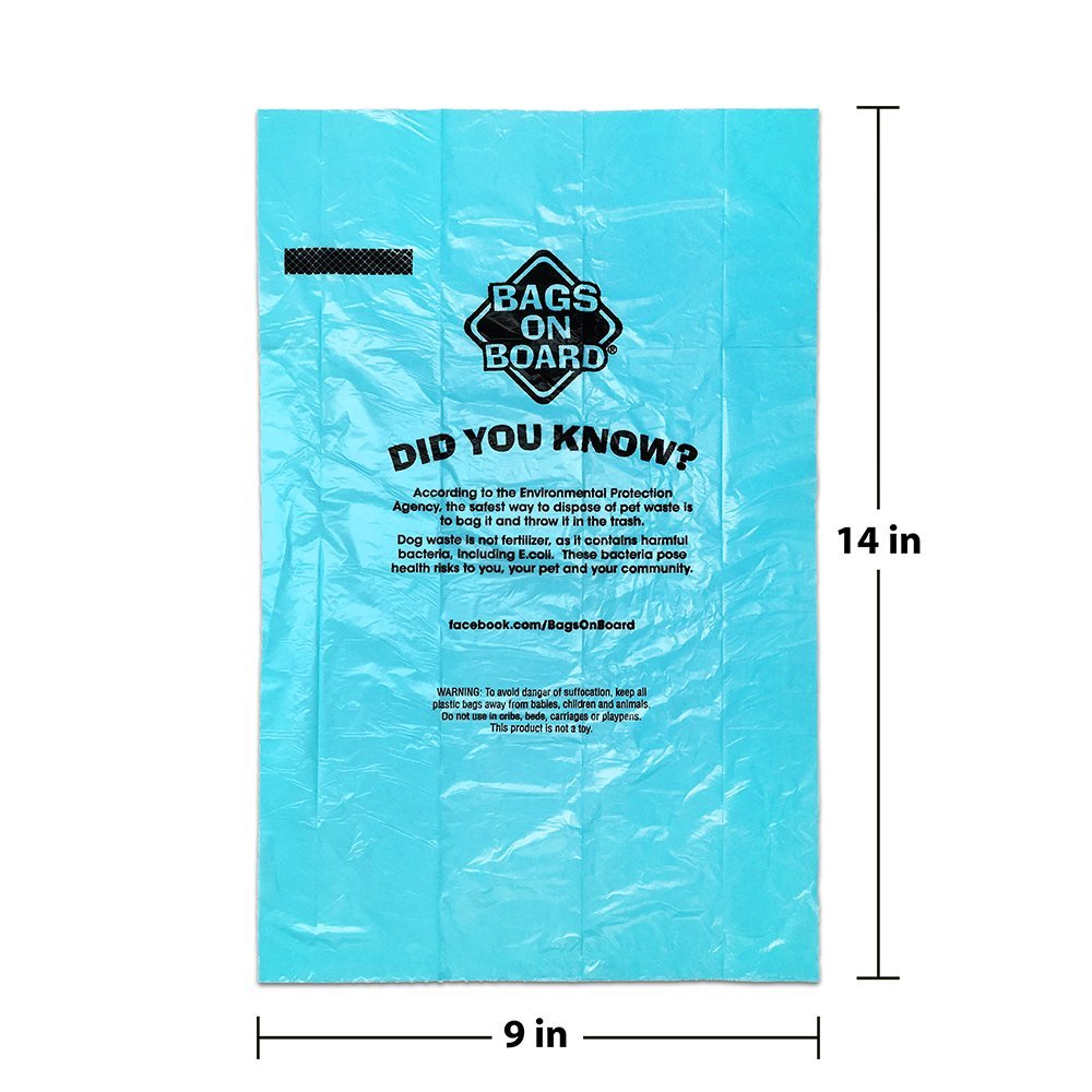 Bags on Board 9x14 inch poop bags offer roomy capacity