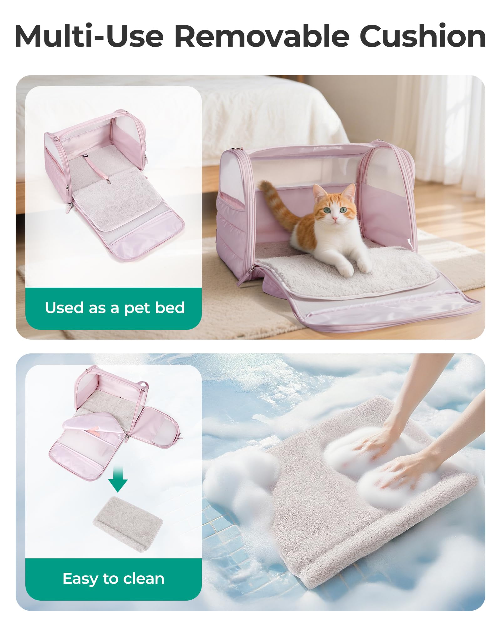 BAGSMART cat carrier breathable mesh panels for improved ventilation.