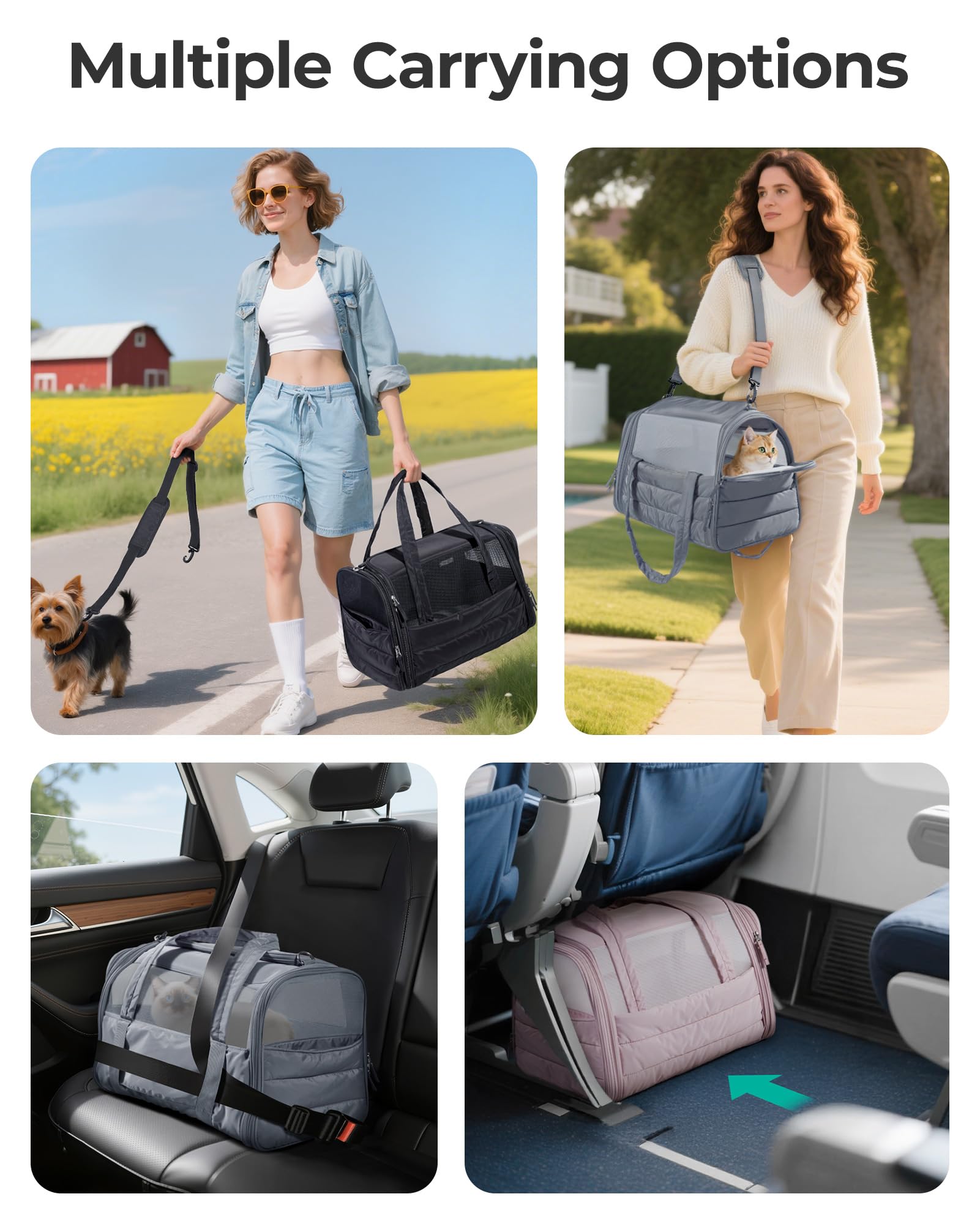 BAGSMART Cat Carrier foldable pad doubles as indoor pet bed