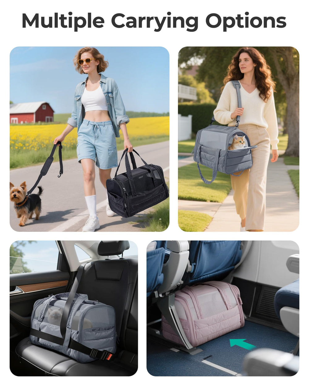 BAGSMART Cat Carrier foldable pad doubles as indoor pet bed