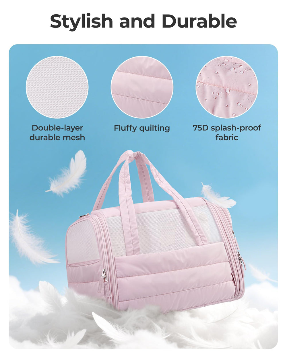 BAGSMART cat carrier removable foldable pad for cozy indoor use.