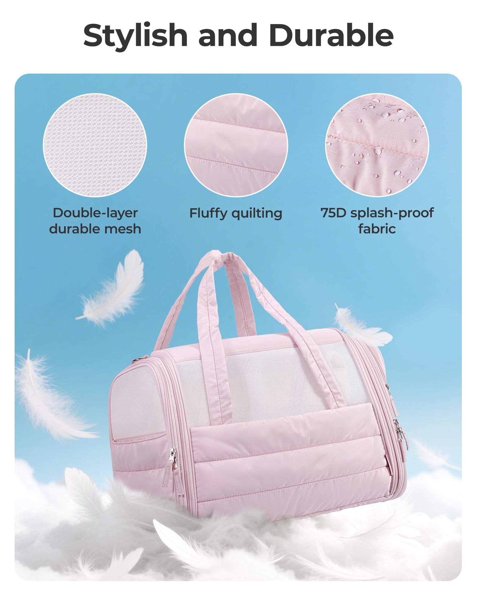 BAGSMART Cat Carrier removable pad for comfy rest on the go